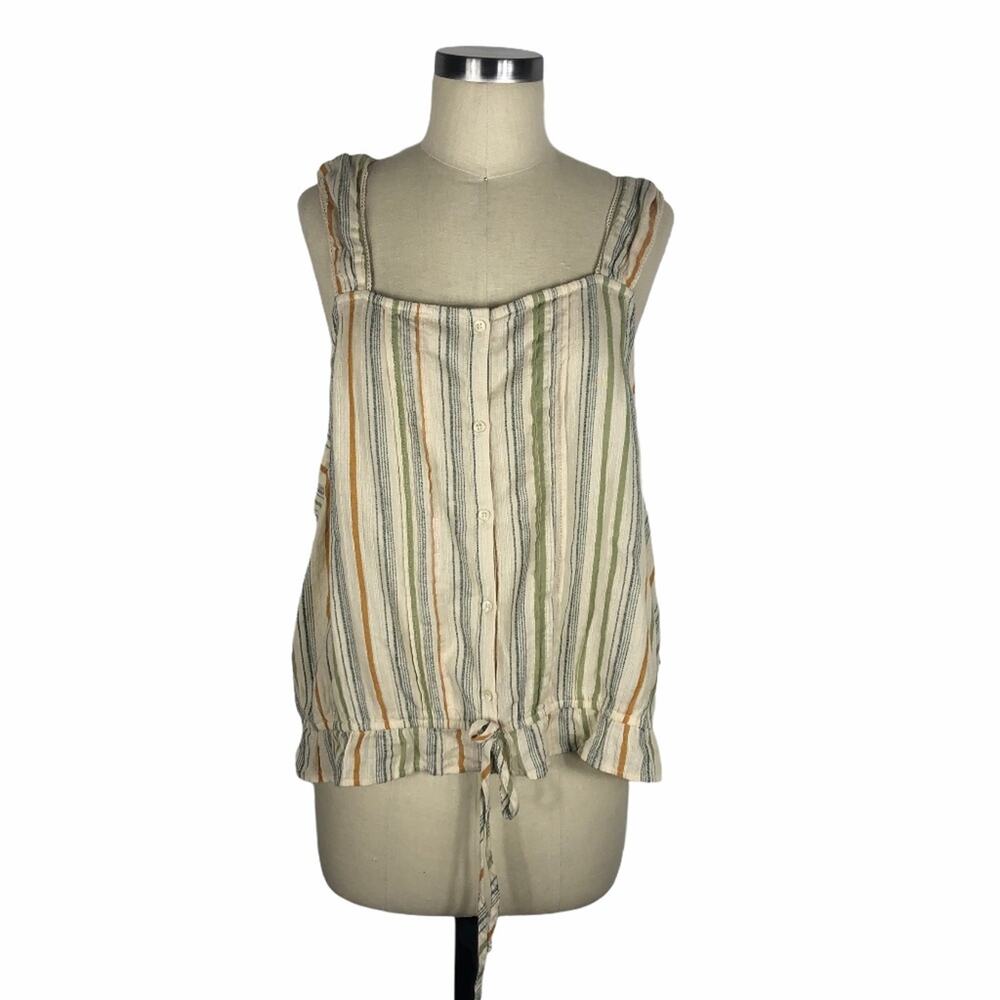 BP Cream Yellow Green Striped Tank Top Blouse 4X NWT